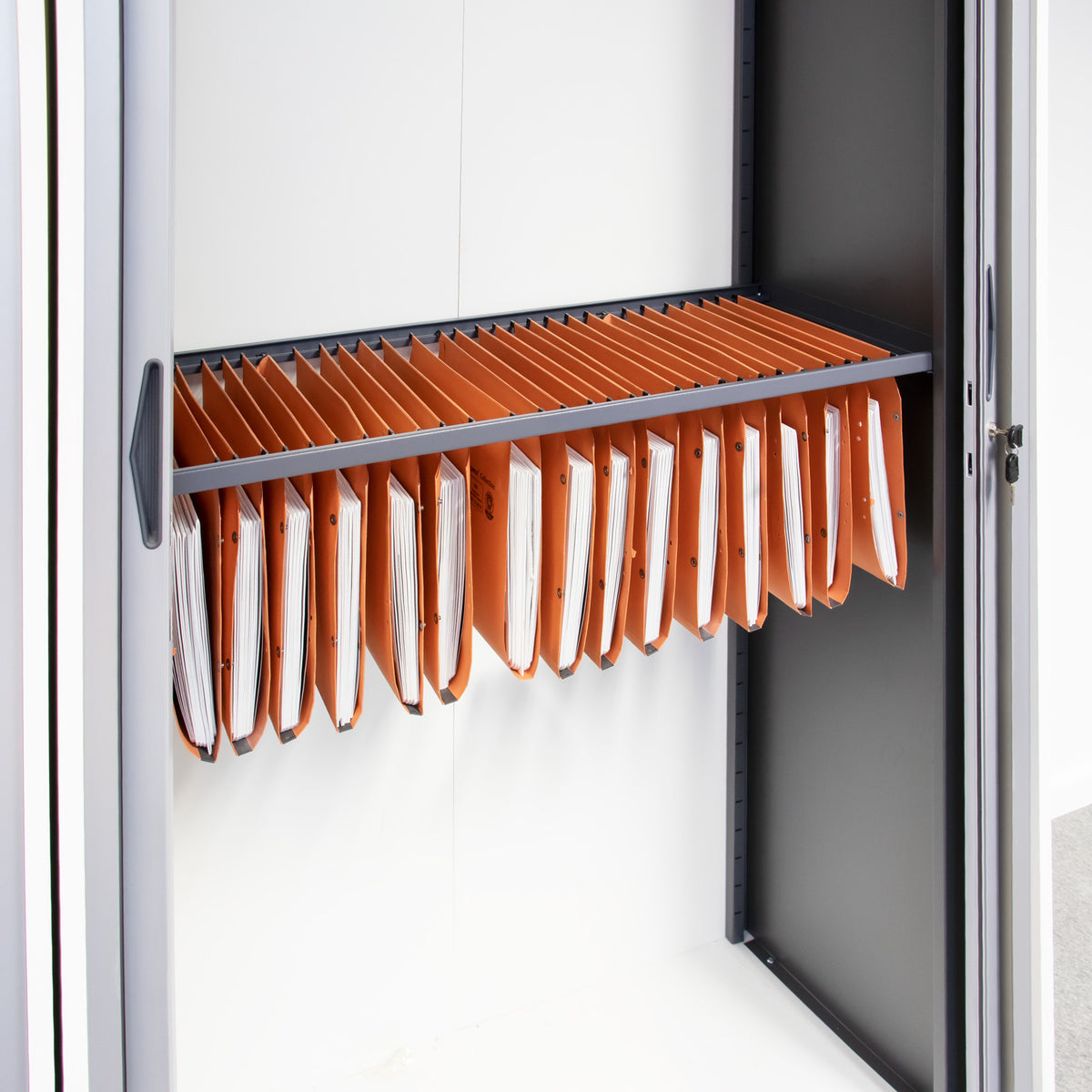 Lateral filing frame internal fitment for systems storage - graphite grey - view 2