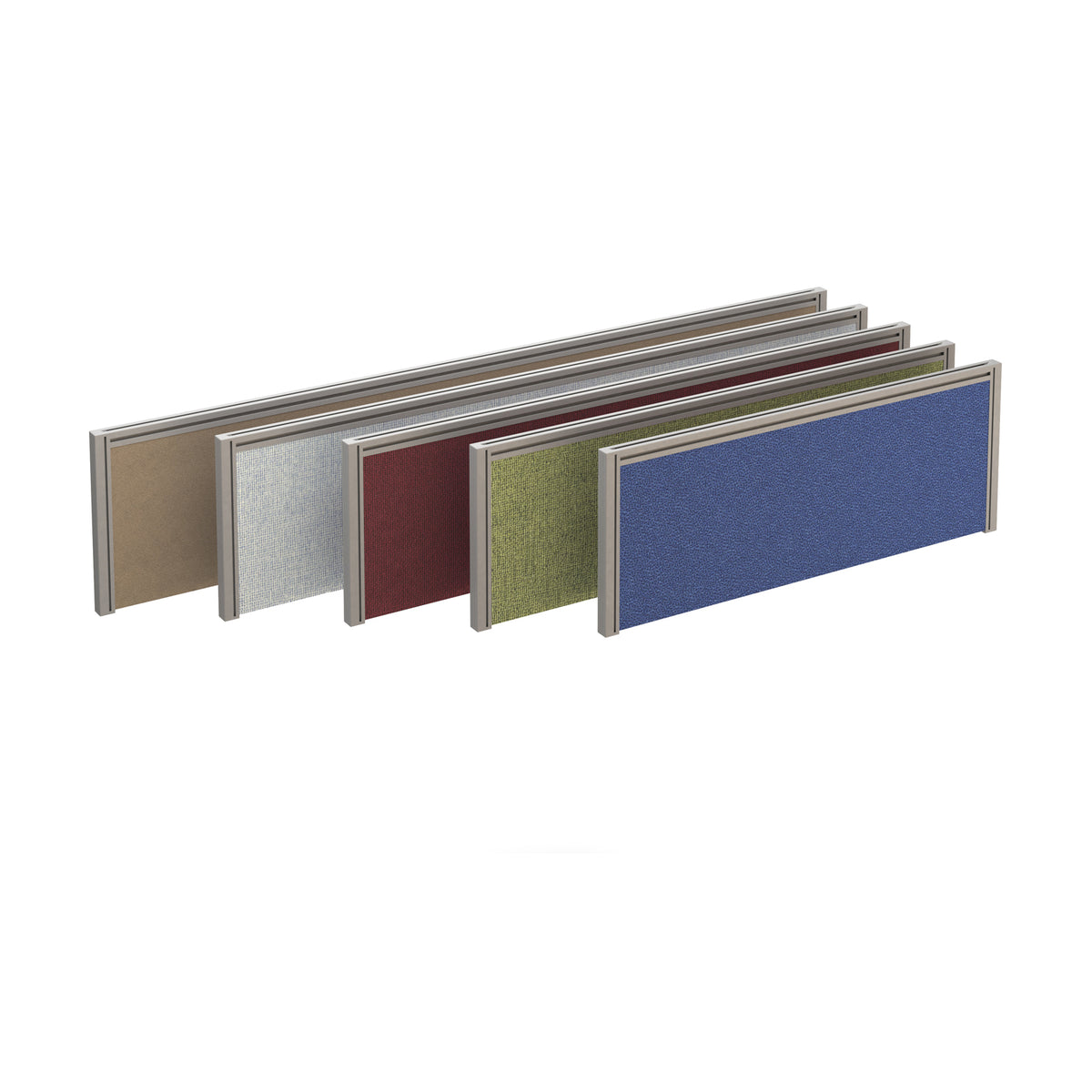 Straight fabric desktop screen 1000mm x 380mm - made to order fabric with black aluminium frame - view 2