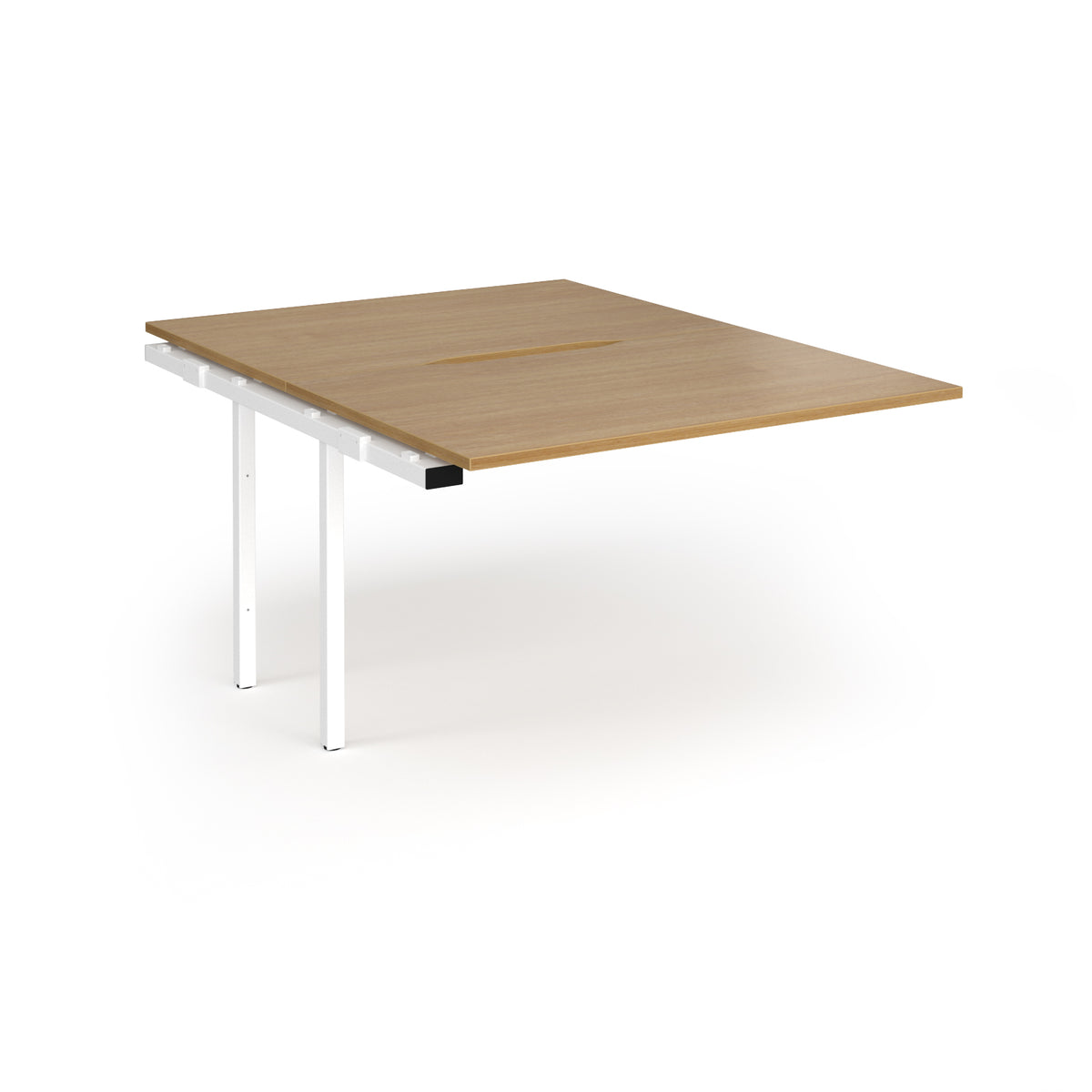 Connex Angled 1200 x 1600 x 725mm Back to Back Add On Bay - White Frame / Oak Top - view 1
