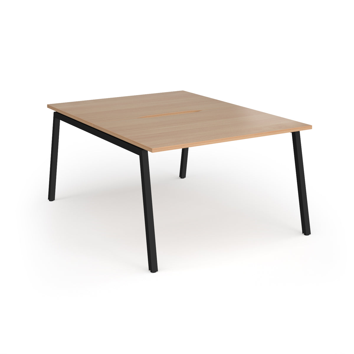 Connex Angled 1200 x 1600 x 725mm Back to Back Desk ( 2 x 1200mm ) - Black Frame / Beech Top - view 1