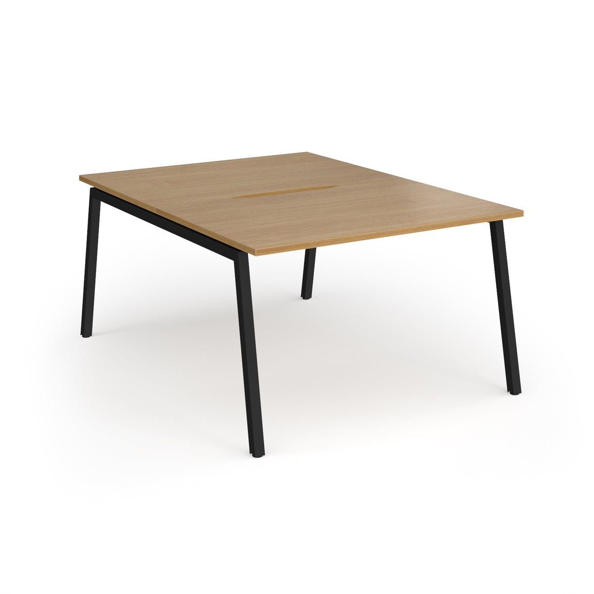 Connex Angled 1200 x 1600 x 725mm Back to Back Desk ( 2 x 1200mm ) - Black Frame / Oak Top - view 1