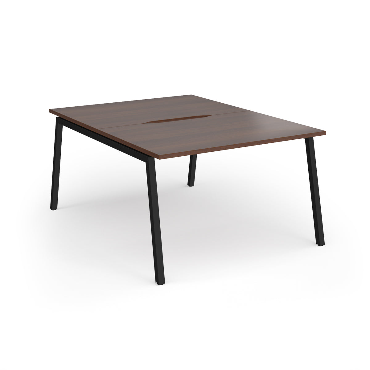 Connex Angled 1200 x 1600 x 725mm Back to Back Desk ( 2 x 1200mm ) - Black Frame / Walnut Top - view 1