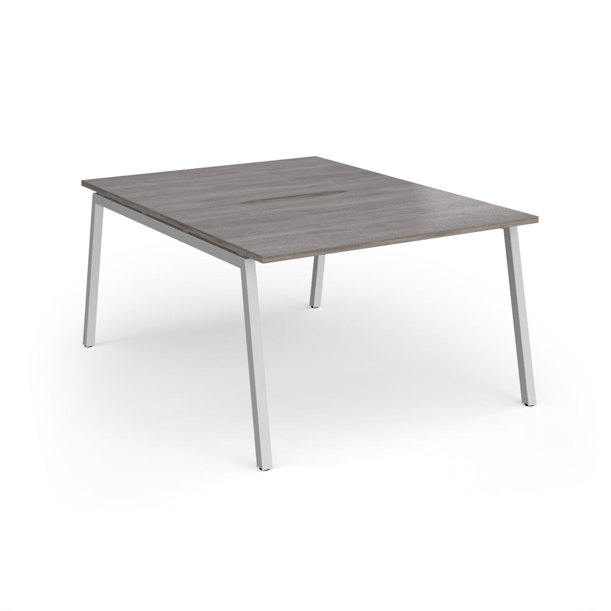 Connex Angled 1200 x 1600 x 725mm Back to Back Desk ( 2 x 1200mm ) - Silver Frame / Grey Oak Top - view 1