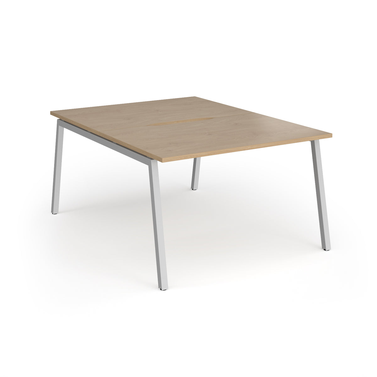 Connex Angled 1200 x 1600 x 725mm Back to Back Desk ( 2 x 1200mm ) - Silver Frame / Kendal Oak Top - view 1