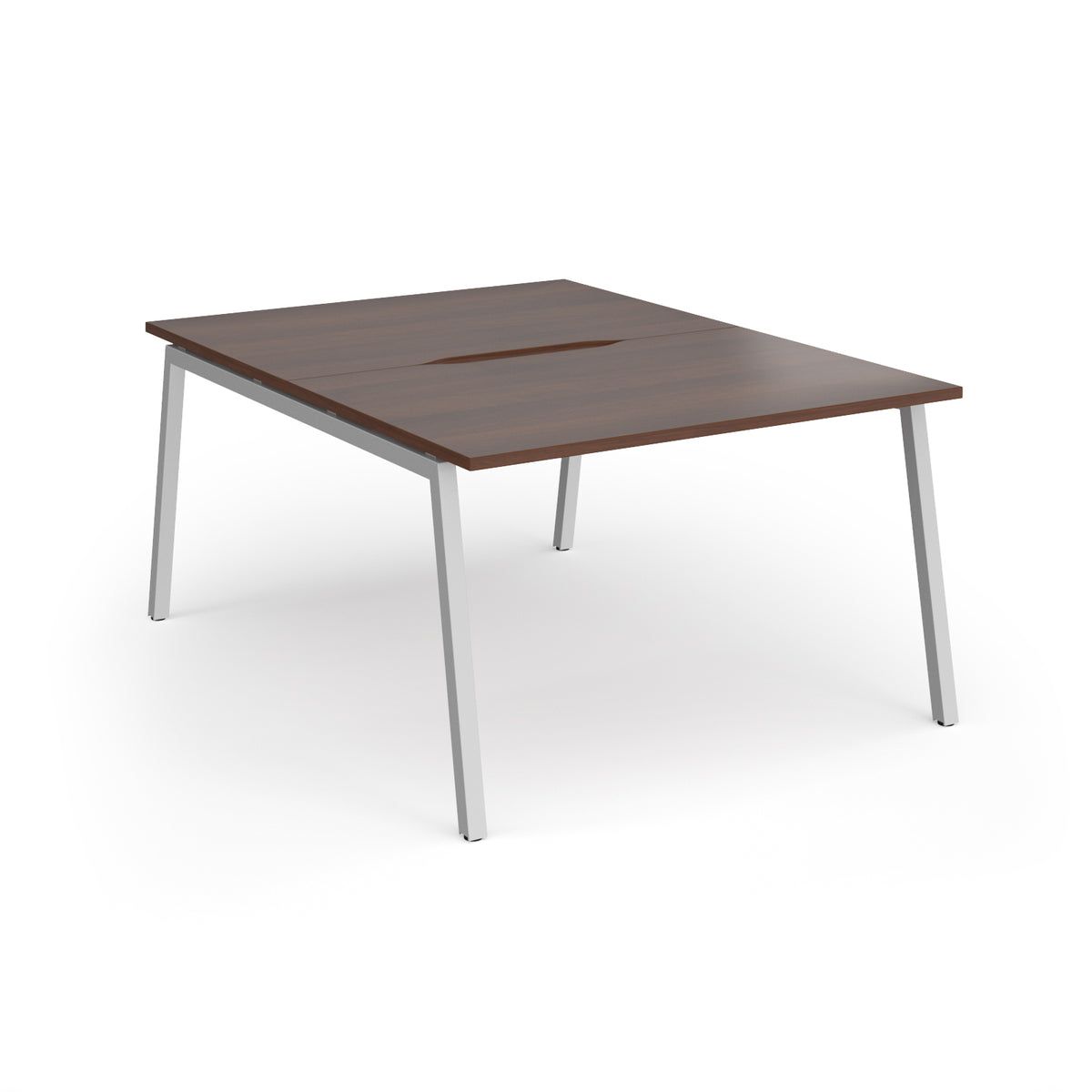 Connex Angled 1200 x 1600 x 725mm Back to Back Desk ( 2 x 1200mm ) - Silver Frame / Walnut Top - view 1