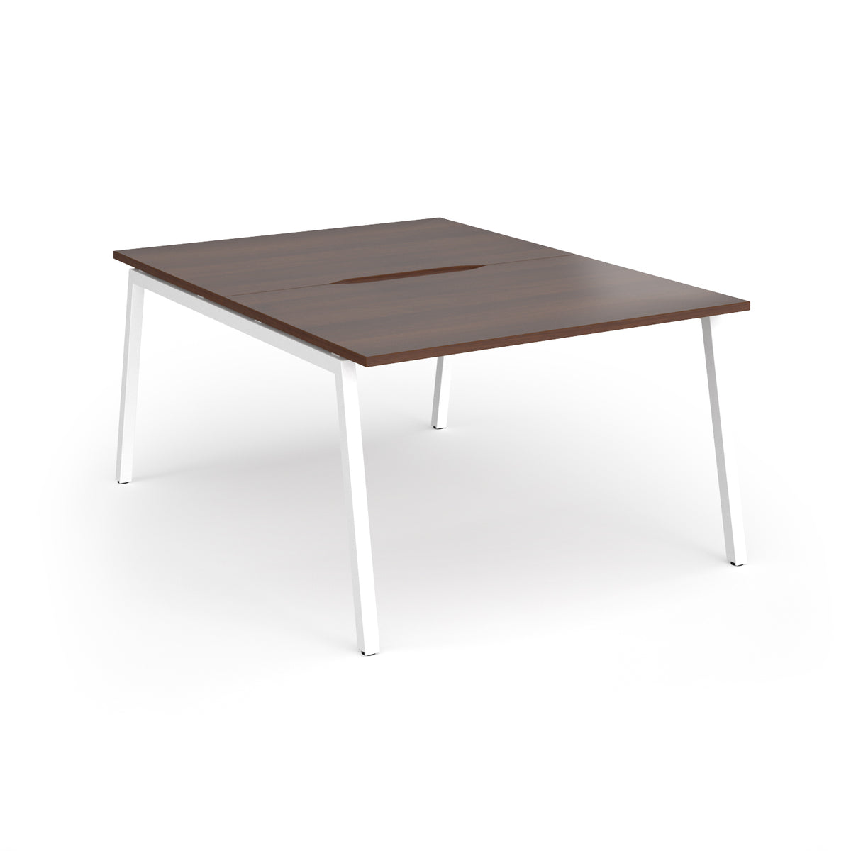 Connex Angled 1200 x 1600 x 725mm Back to Back Desk ( 2 x 1200mm ) - White Frame / Walnut Top - view 1