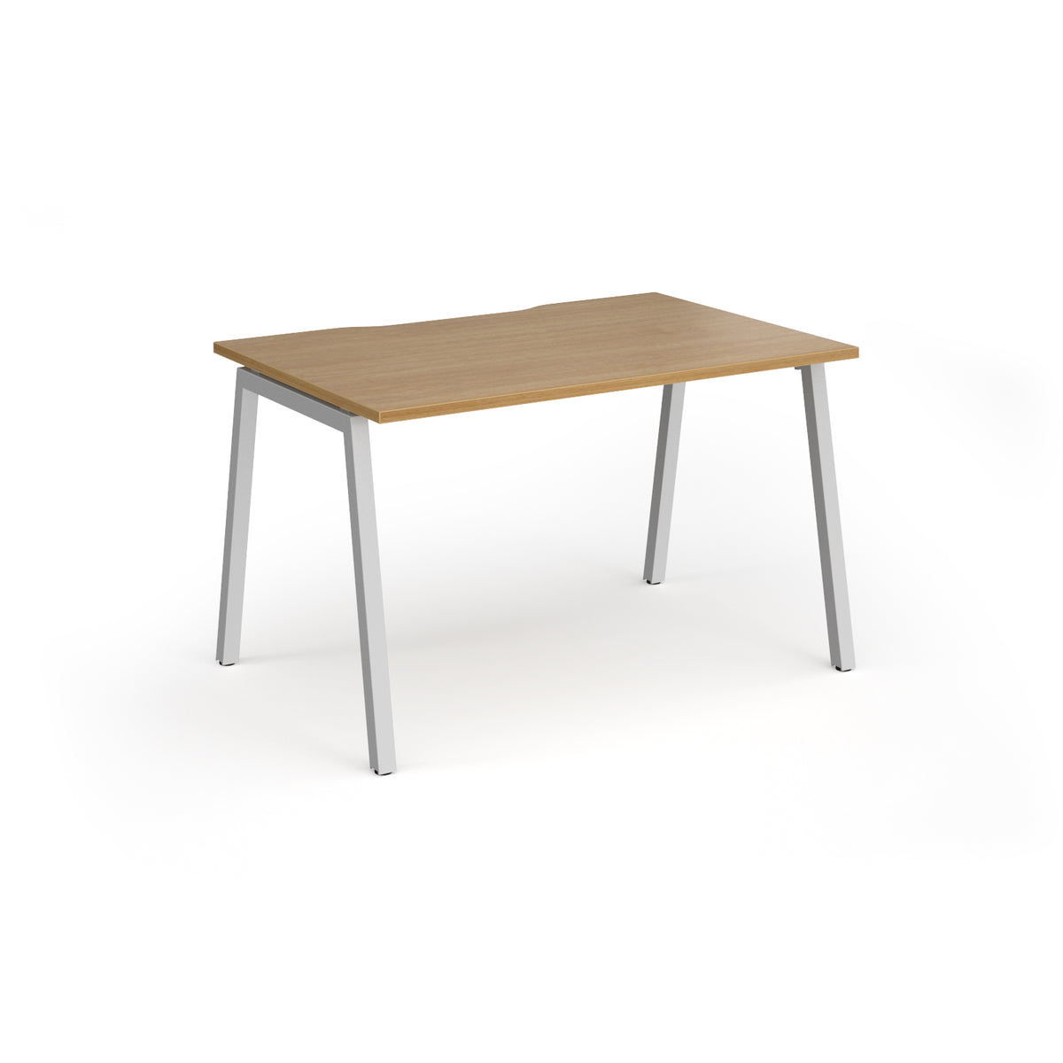 Connex Angled 1200 x 800 x 725mm Single Desk - Silver Frame / Oak Top - view 1