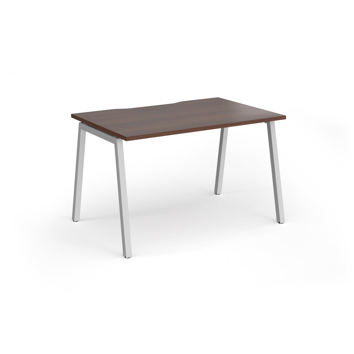 Connex Angled 1200 x 800 x 725mm Single Desk - Silver Frame / Walnut Top - view 1
