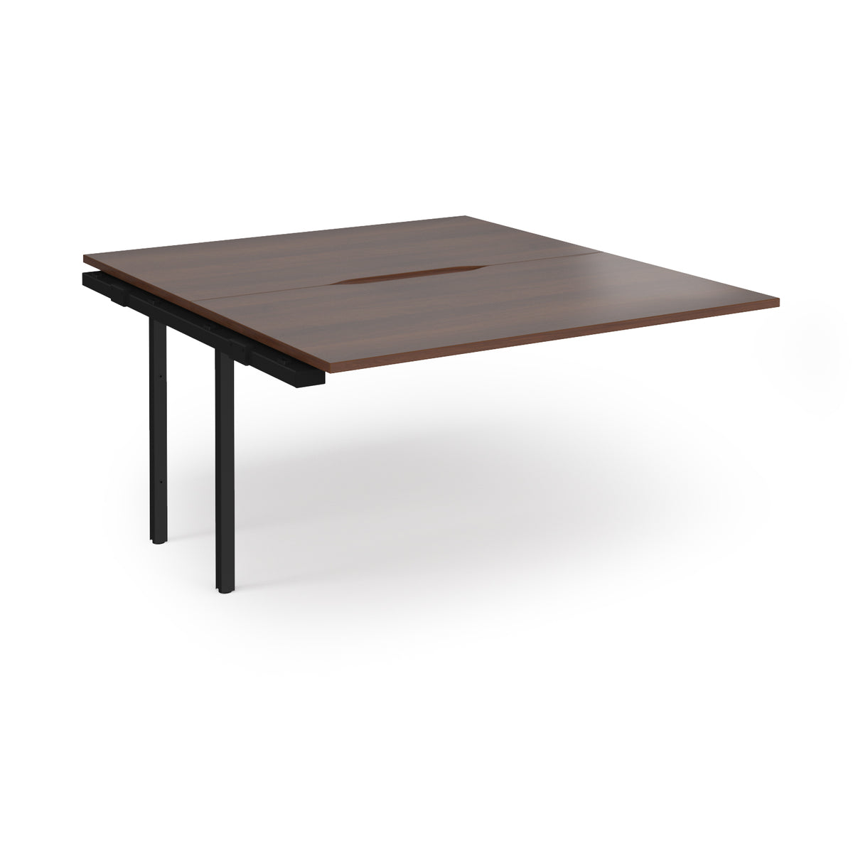 Connex Angled 1400 x 1600 x 725mm Back to Back Add On Bay - Black Frame / Walnut Top - view 1
