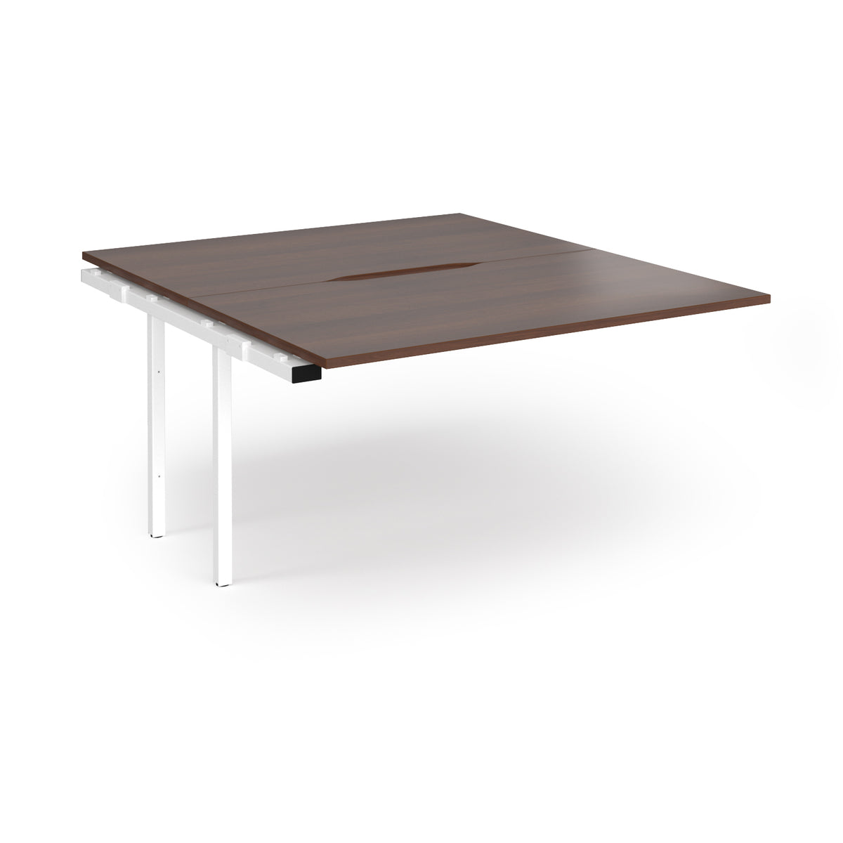 Connex Angled 1400 x 1600 x 725mm Back to Back Add On Bay - White Frame / Walnut Top - view 1