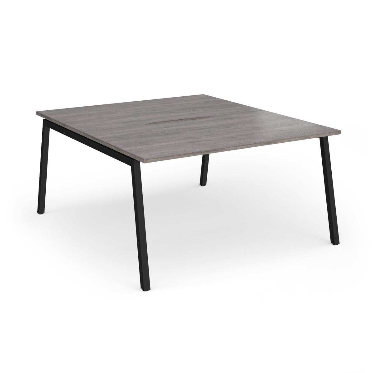 Connex Angled 1400 x 1600 x 725mm Back to Back Desk ( 2 x 1400mm ) - Black Frame / Grey Oak Top - view 1