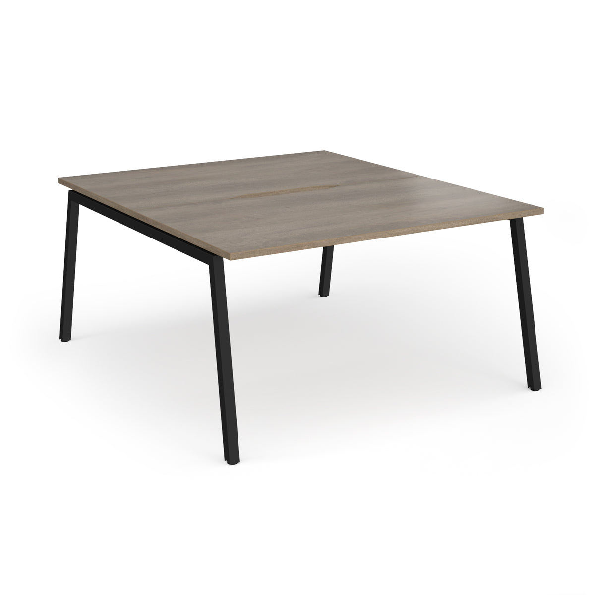 Connex Angled 1400 x 1600 x 725mm Back to Back Desk ( 2 x 1400mm ) - Black Frame / Nebraska Oak Top - view 1