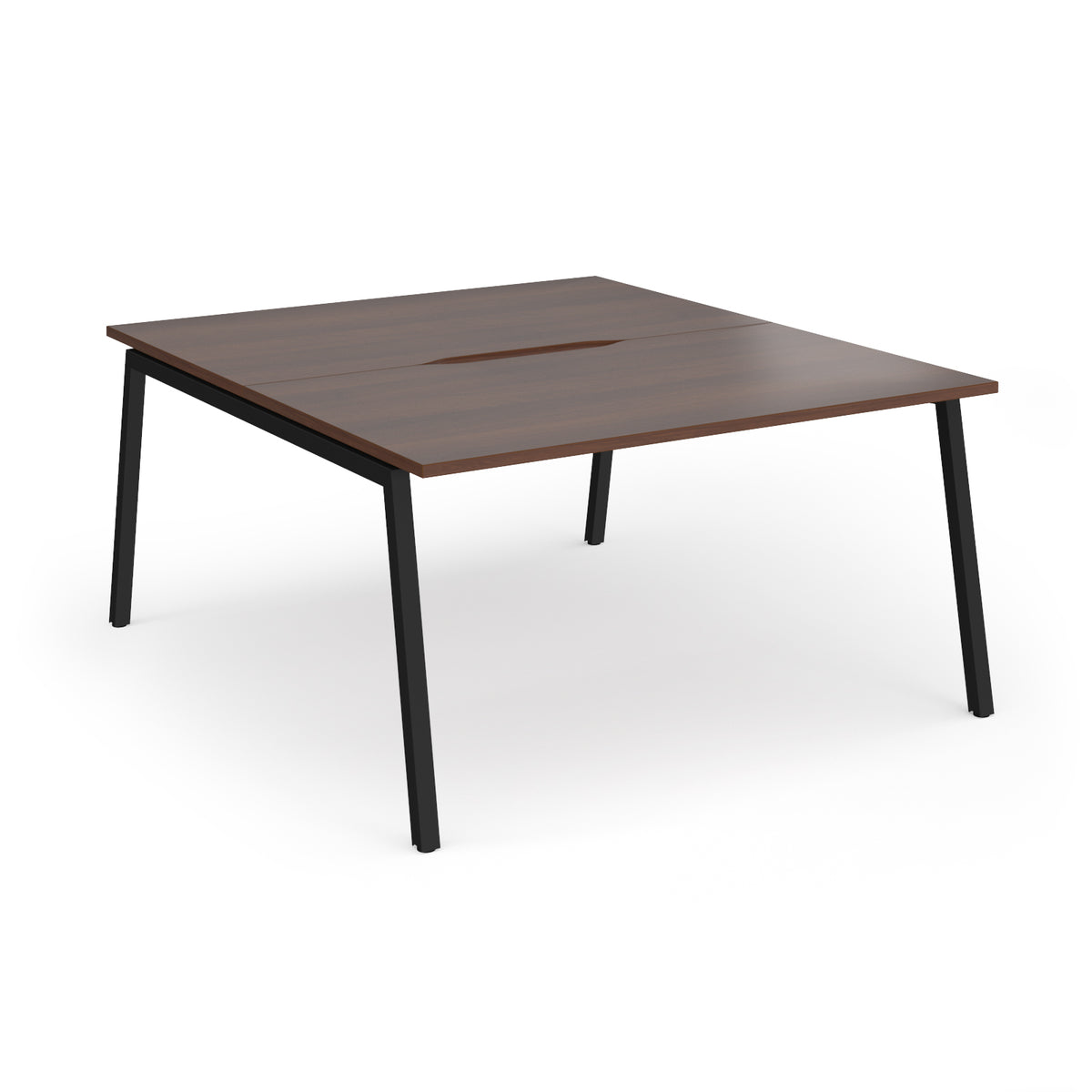 Connex Angled 1400 x 1600 x 725mm Back to Back Desk ( 2 x 1400mm ) - Black Frame / Walnut Top - view 1