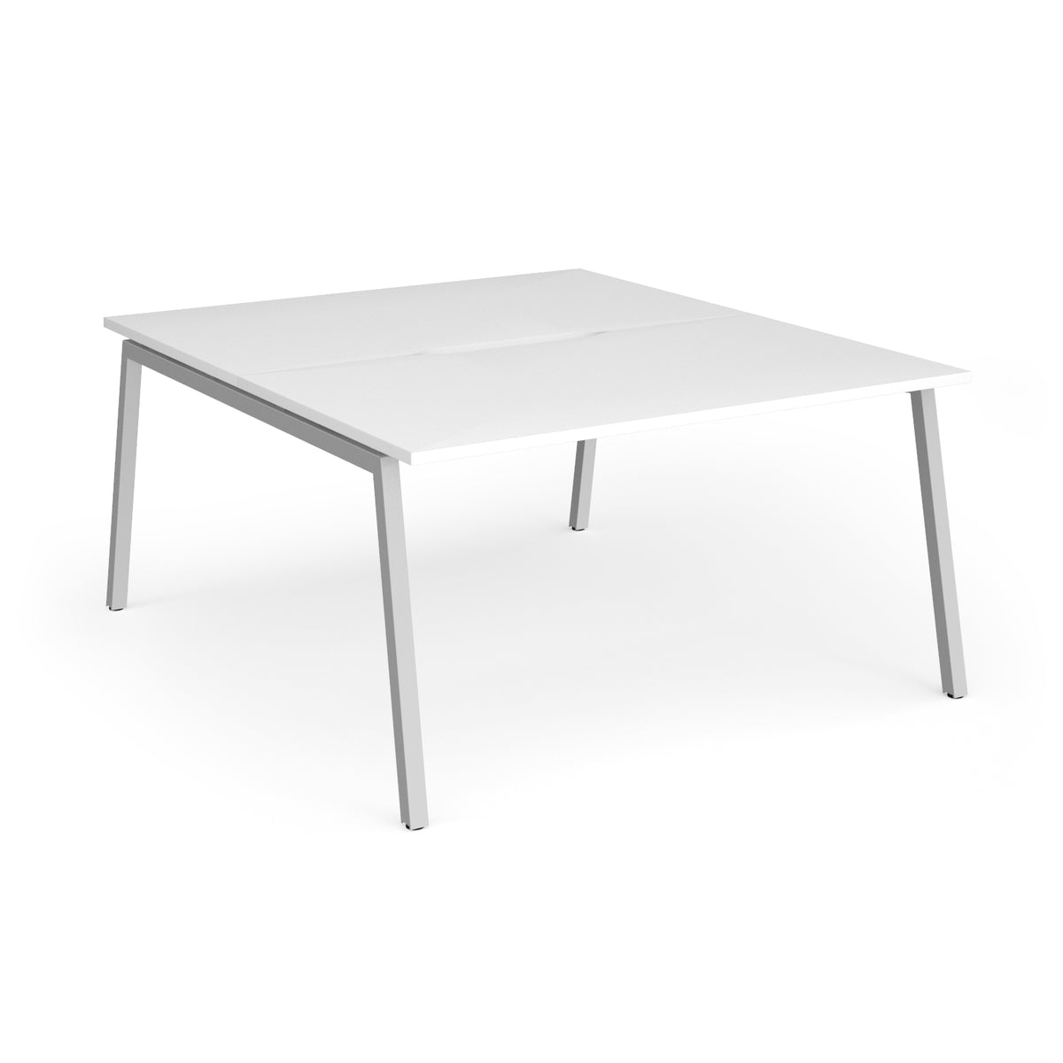 Connex Angled 1400 x 1600 x 725mm Back to Back Desk ( 2 x 1400mm ) - Silver Frame / White Top - view 1