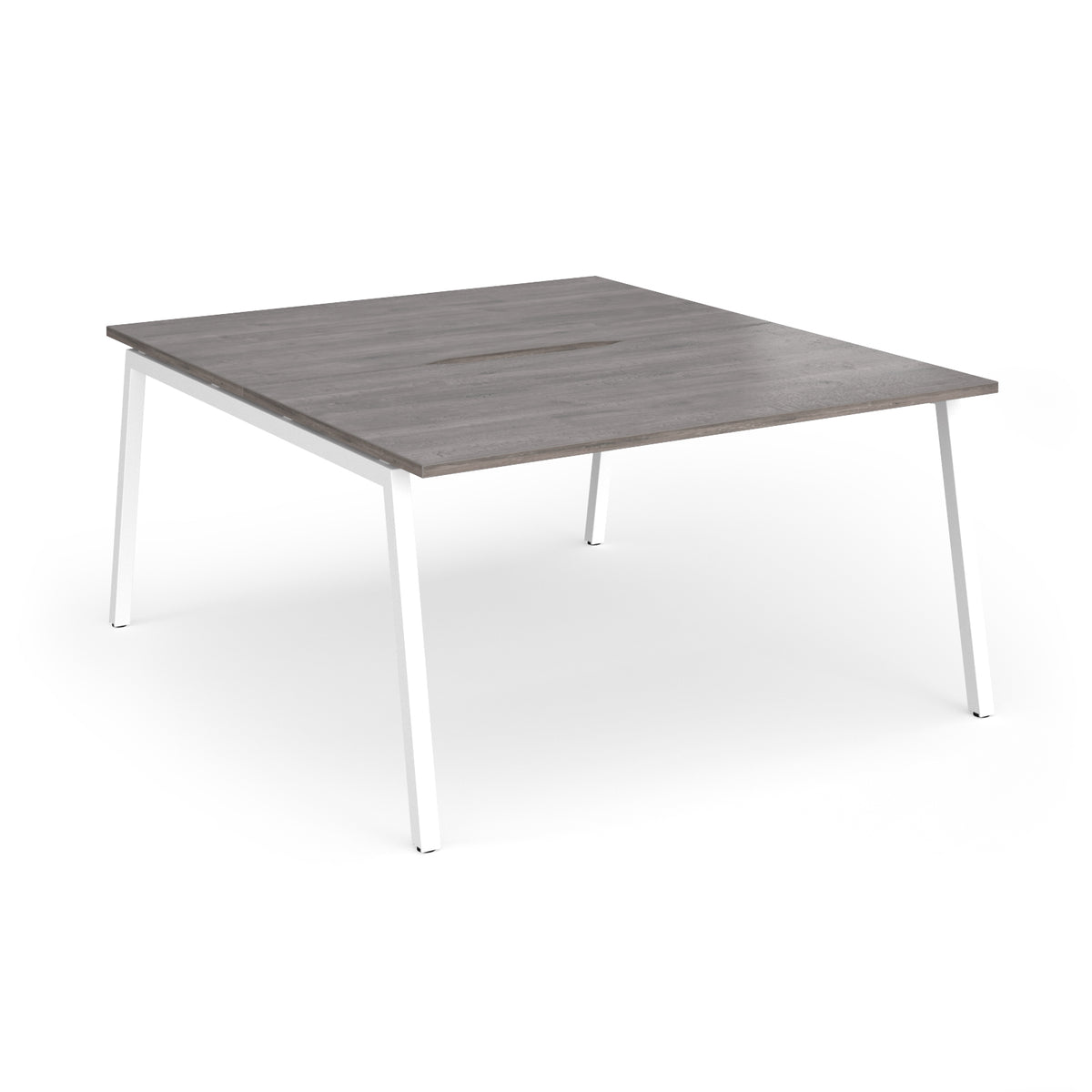 Connex Angled 1400 x 1600 x 725mm Back to Back Desk ( 2 x 1400mm ) - White Frame / Grey Oak Top - view 1