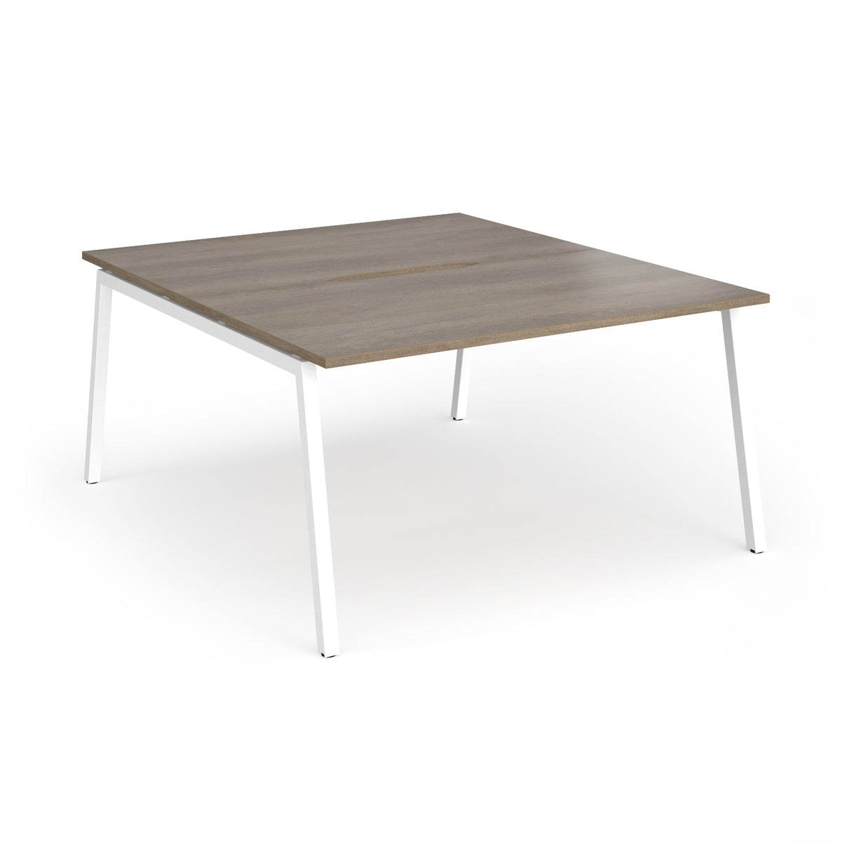 Connex Angled 1400 x 1600 x 725mm Back to Back Desk ( 2 x 1400mm ) - White Frame / Nebraska Oak Top - view 1