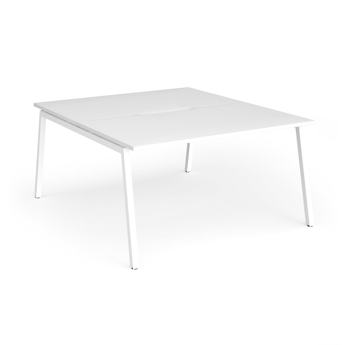 Connex Angled 1400 x 1600 x 725mm Back to Back Desk ( 2 x 1400mm ) - White Frame / White Top - view 1