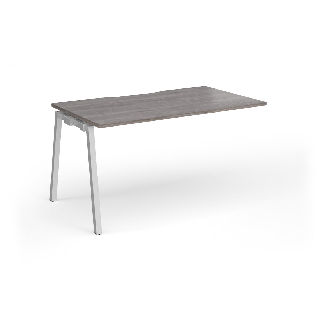 Connex Angled 1400 x 800 x 725mm Single Add On Bay - Silver Frame / Grey Oak Top - view 1