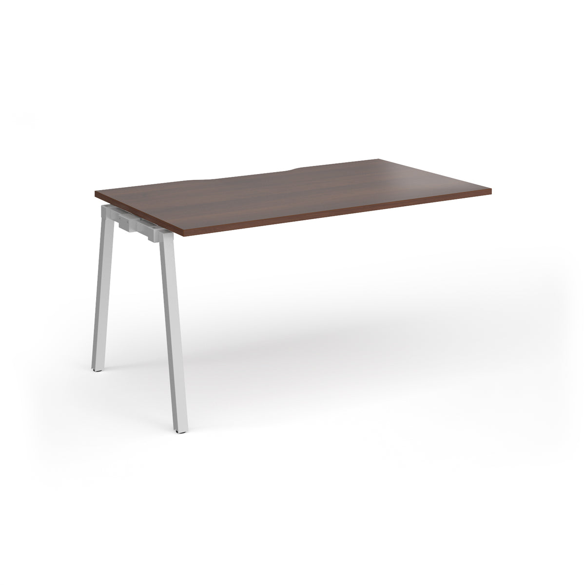 Connex Angled 1400 x 800 x 725mm Single Add On Bay - Silver Frame / Walnut Top - view 1