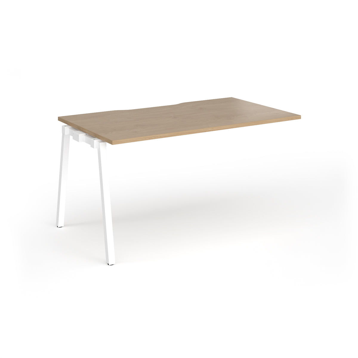Connex Angled 1400 x 800 x 725mm Single Add On Bay - White Frame / Kendal Oak Top - view 1