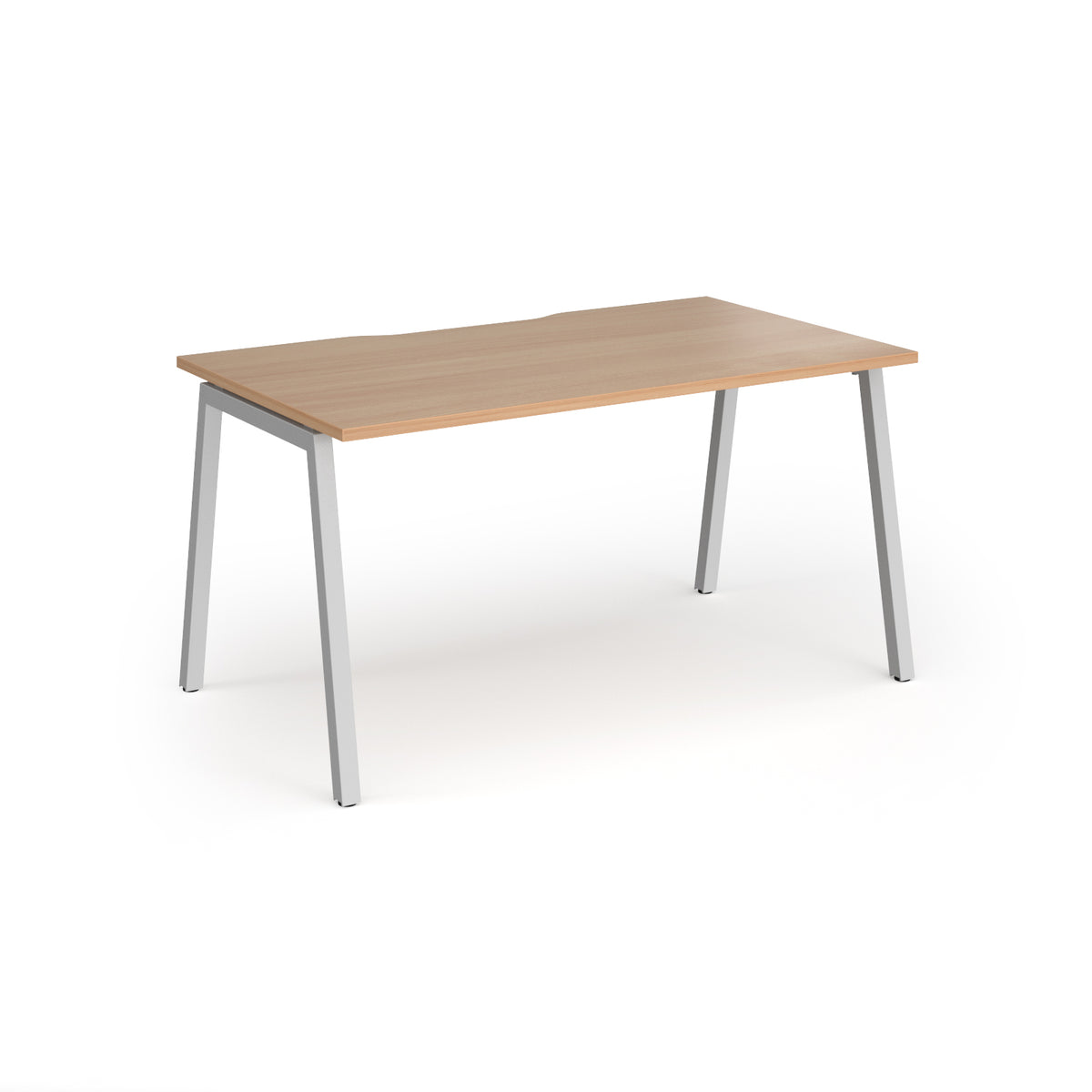 Connex Angled 1400 x 800 x 725mm Single Desk - Silver Frame / Beech Top - view 1