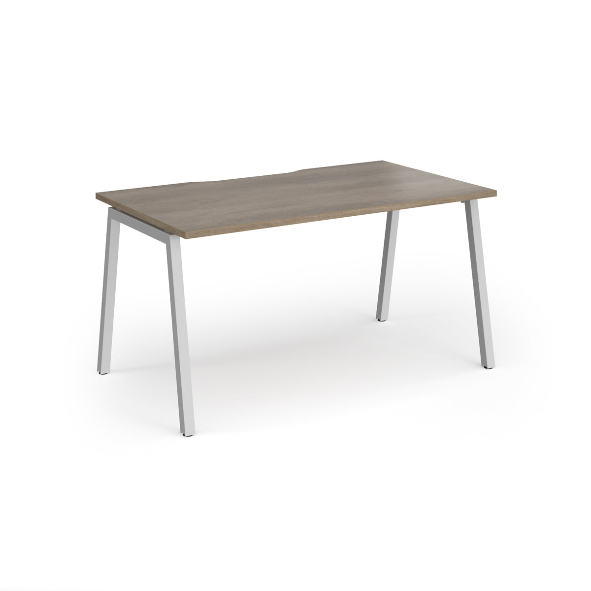 Connex Angled 1400 x 800 x 725mm Single Desk - Silver Frame / Nebraska Oak Top - view 1
