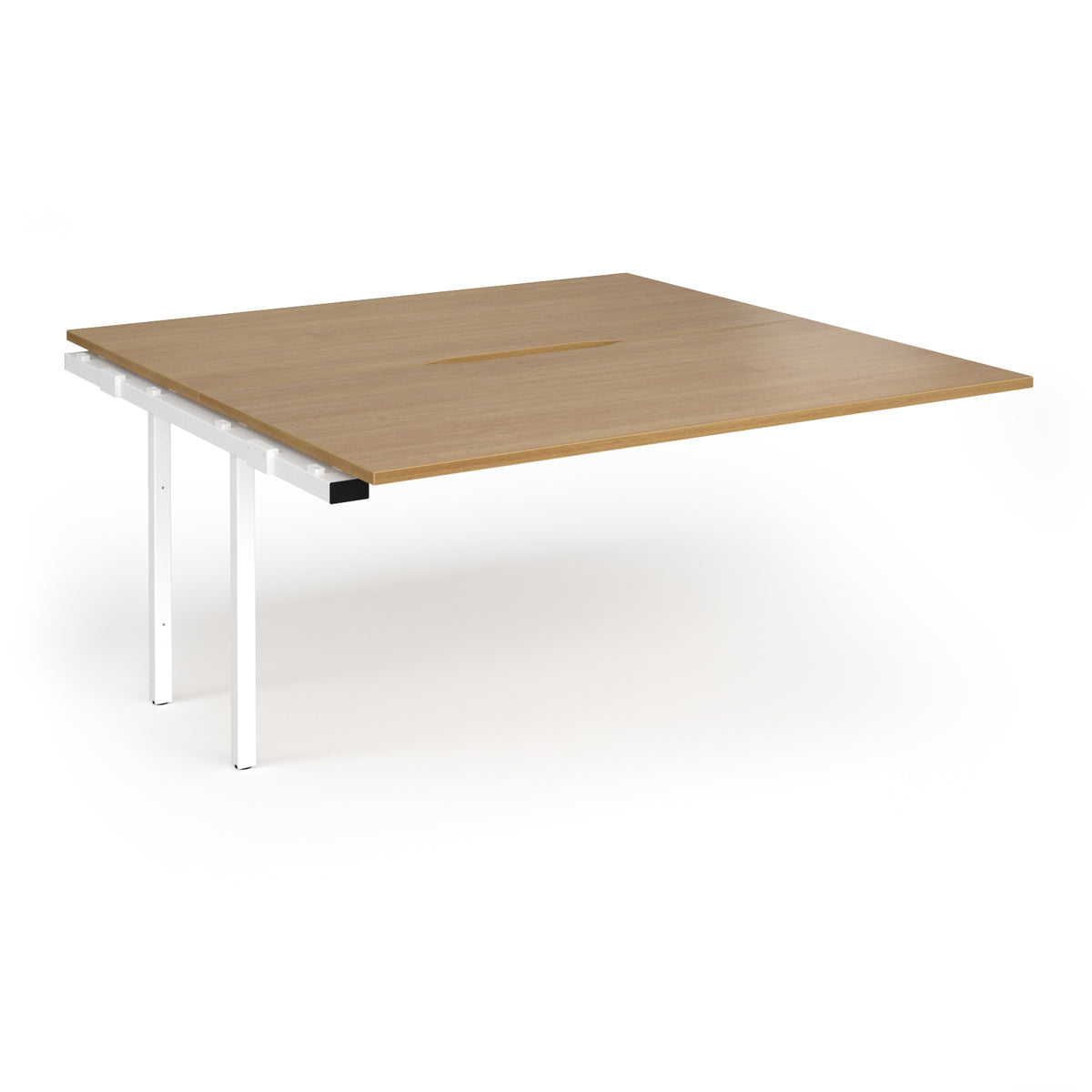 Connex Angled 1600 x 1600 x 725mm Back to Back Add On Bay - White Frame / Oak Top - view 1