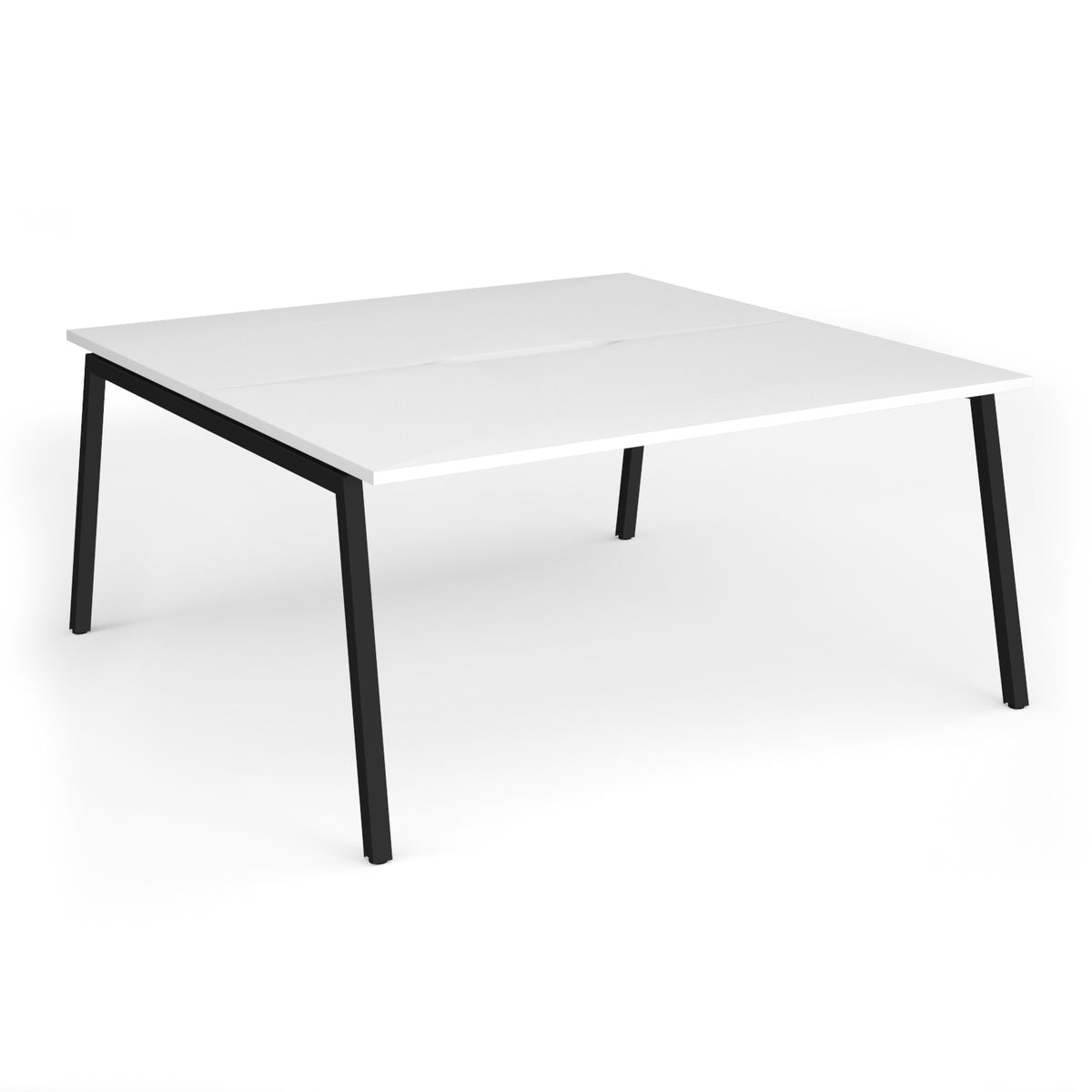 Connex Angled 1600 x 1600 x 725mm Back to Back Desk ( 2 x 1600mm ) - Black Frame / White Top - view 1