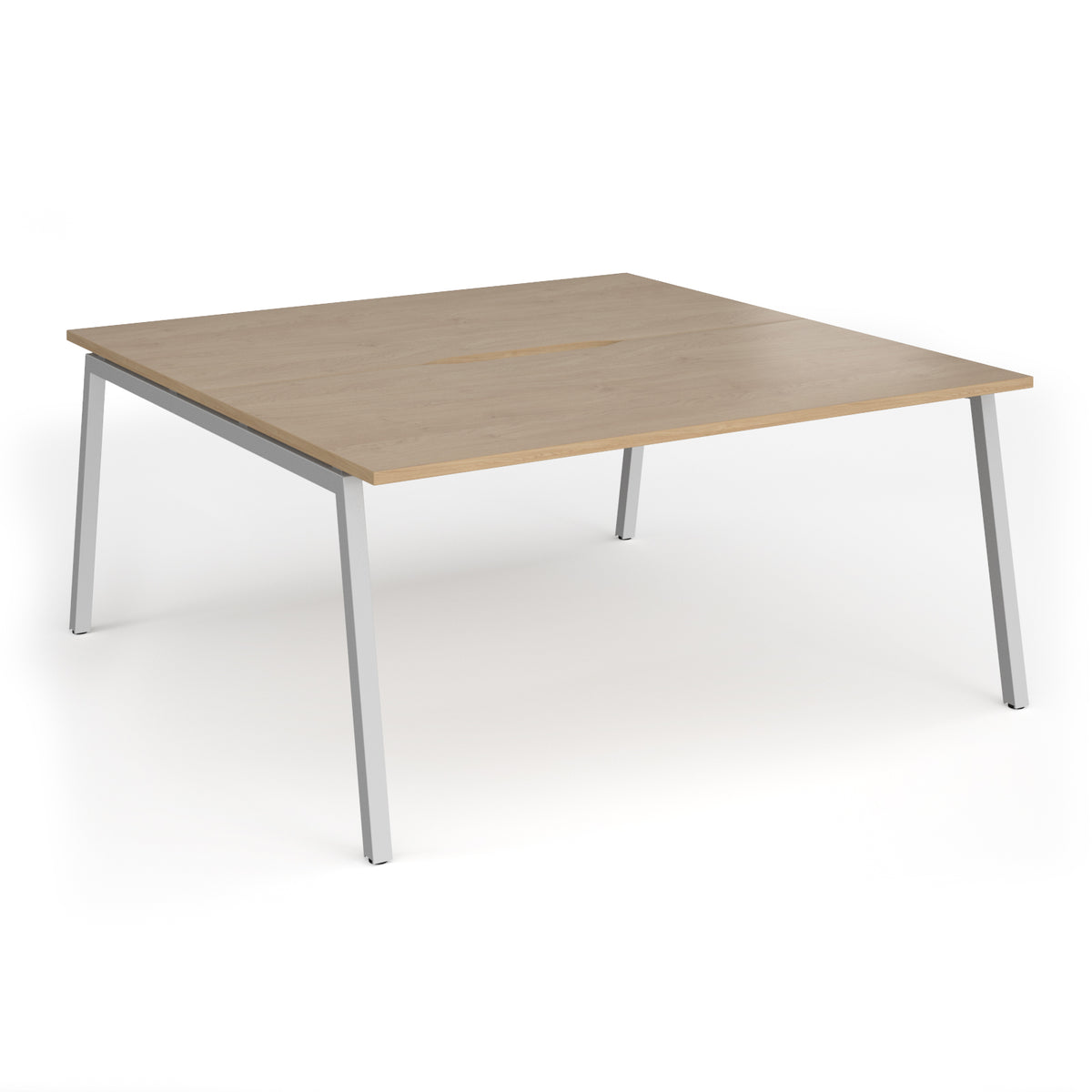 Connex Angled 1600 x 1600 x 725mm Back to Back Desk ( 2 x 1600mm ) - Silver Frame / Kendal Oak Top - view 1