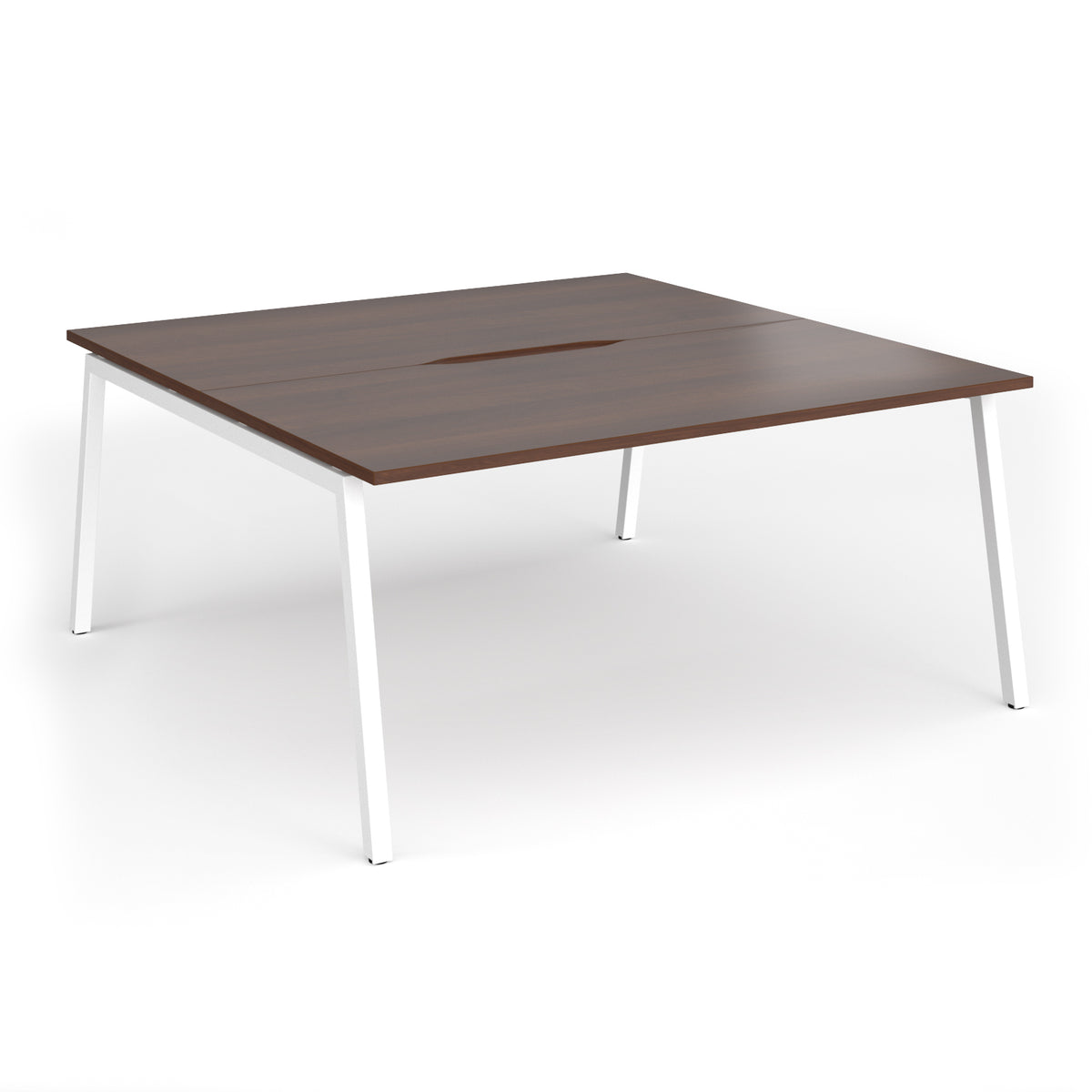 Connex Angled 1600 x 1600 x 725mm Back to Back Desk ( 2 x 1600mm ) - White Frame / Walnut Top - view 1