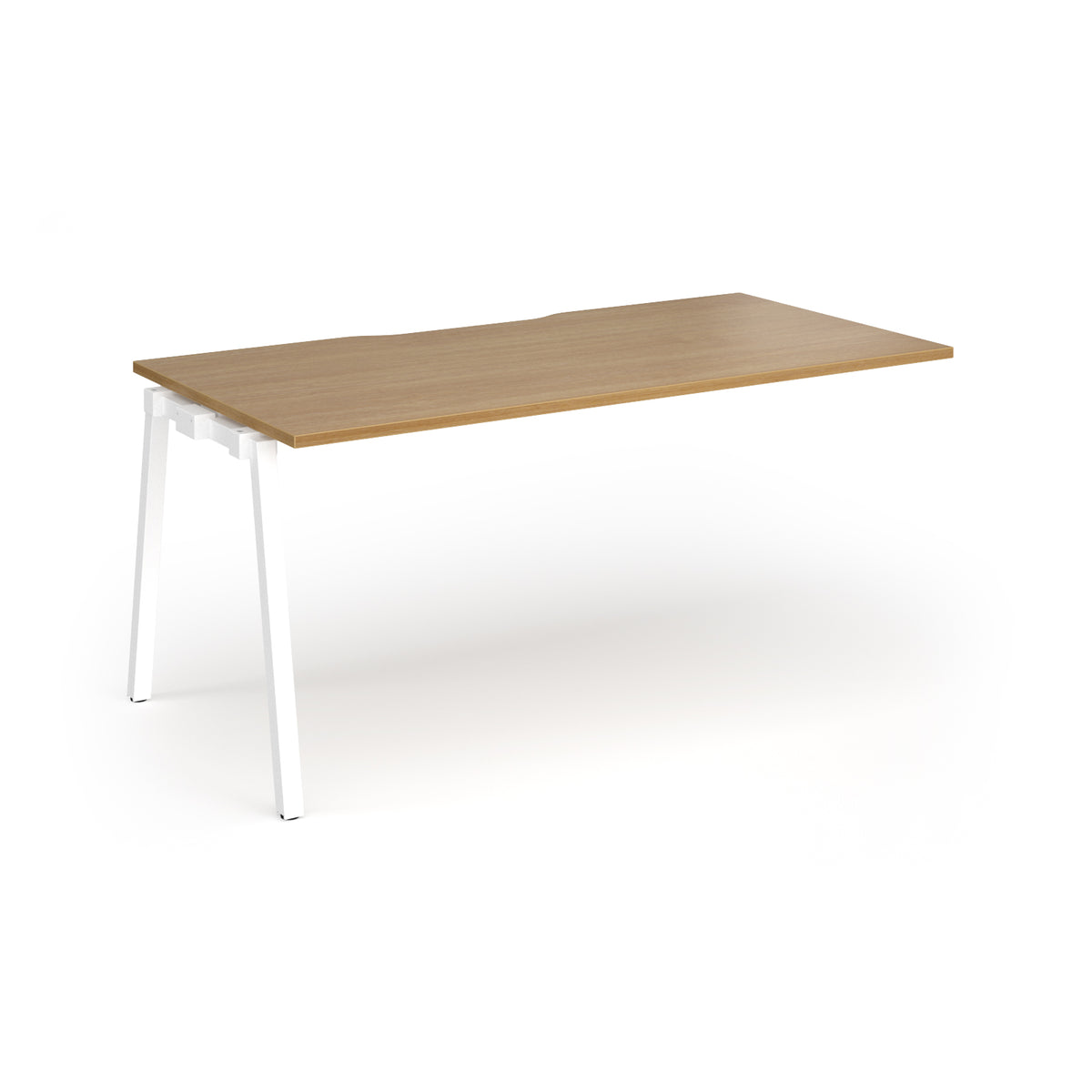 Connex Angled 1600 x 800 x 725mm Single Add On Bay - White Frame / Oak Top - view 1