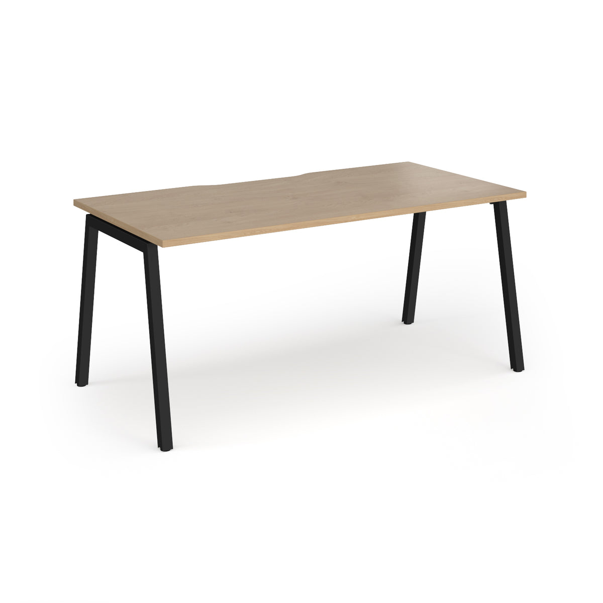 Connex Angled 1600 x 800 x 725mm Single Desk - Black Frame / Kendal Oak Top - view 1