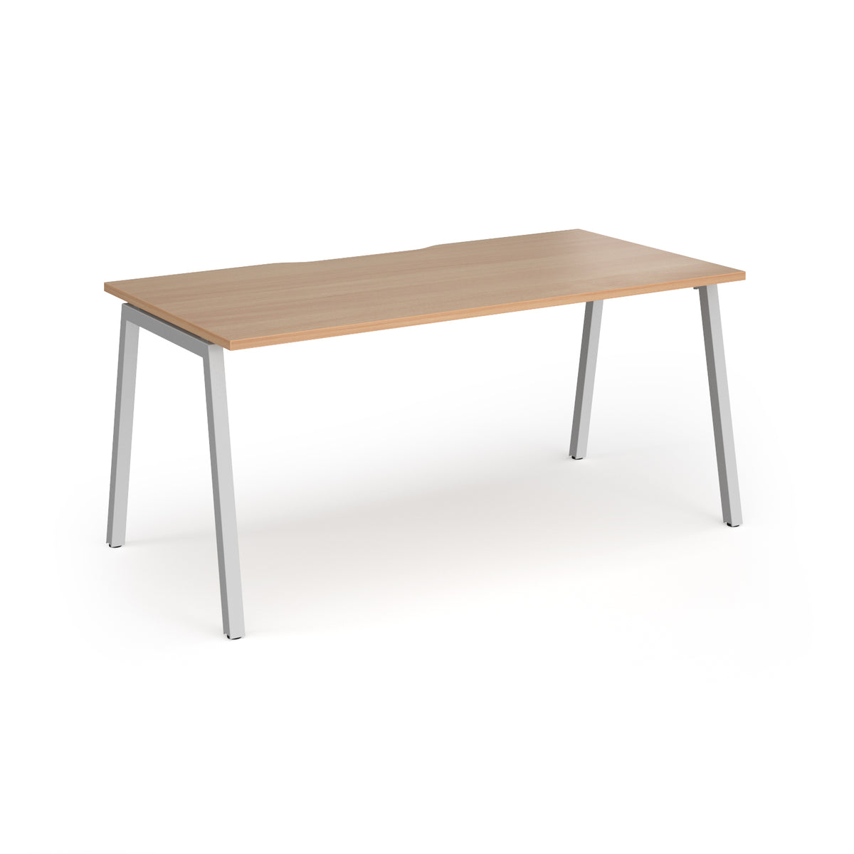 Connex Angled 1600 x 800 x 725mm Single Desk - Silver Frame / Beech Top - view 1