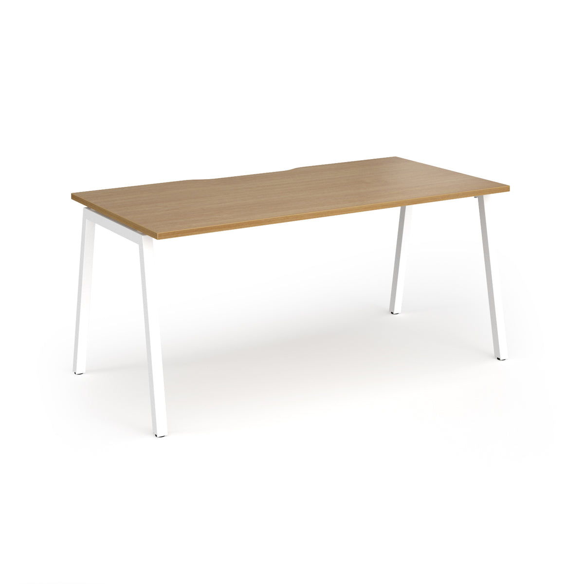 Connex Angled 1600 x 800 x 725mm Single Desk - White Frame / Oak Top - view 1