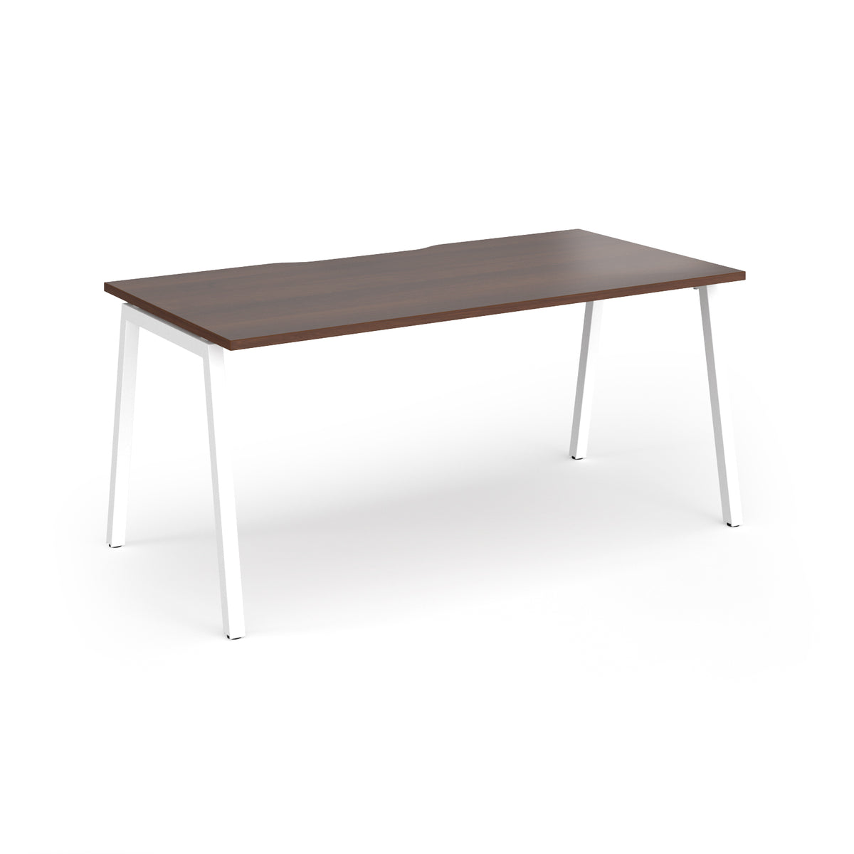 Connex Angled 1600 x 800 x 725mm Single Desk - White Frame / Walnut Top - view 1