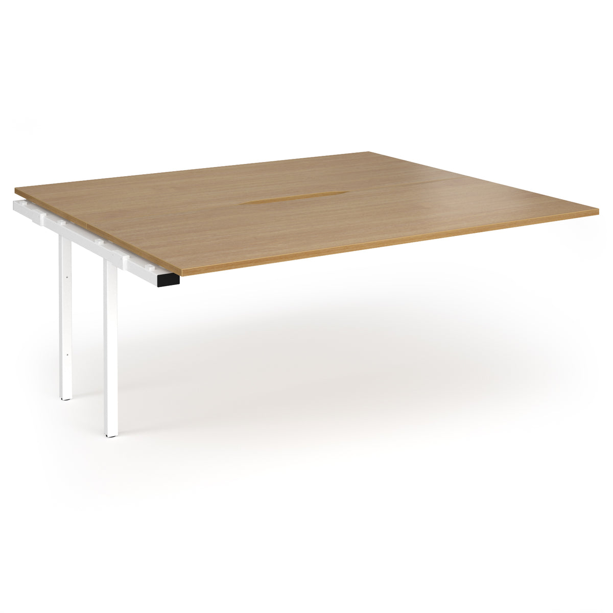 Connex Angled 1800 x 1600 x 725mm Back to Back Add On Bay - White Frame / Oak Top - view 1