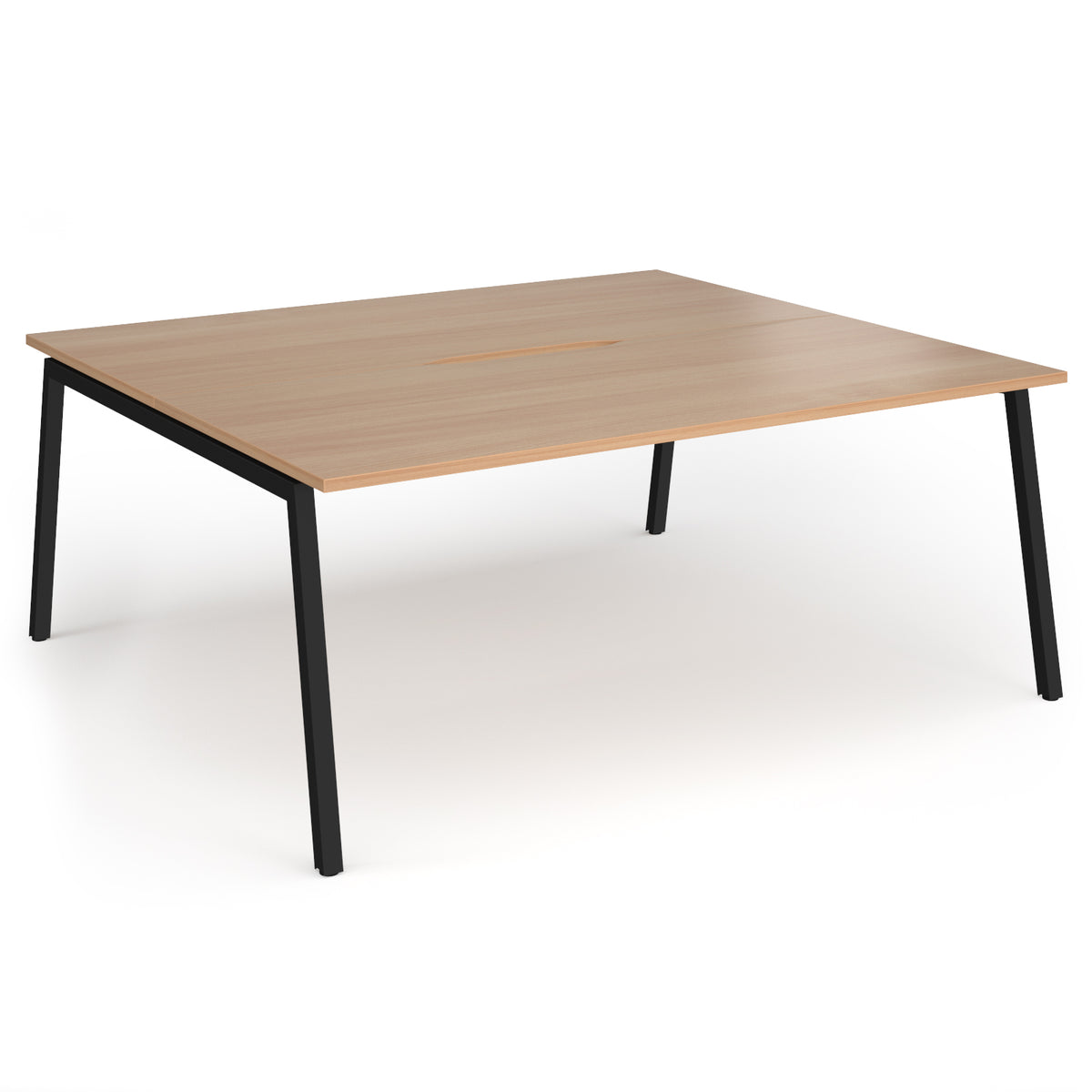 Connex Angled 1800 x 1600 x 725mm Back to Back Desk ( 2 x 1800mm ) - Black Frame / Beech Top - view 1
