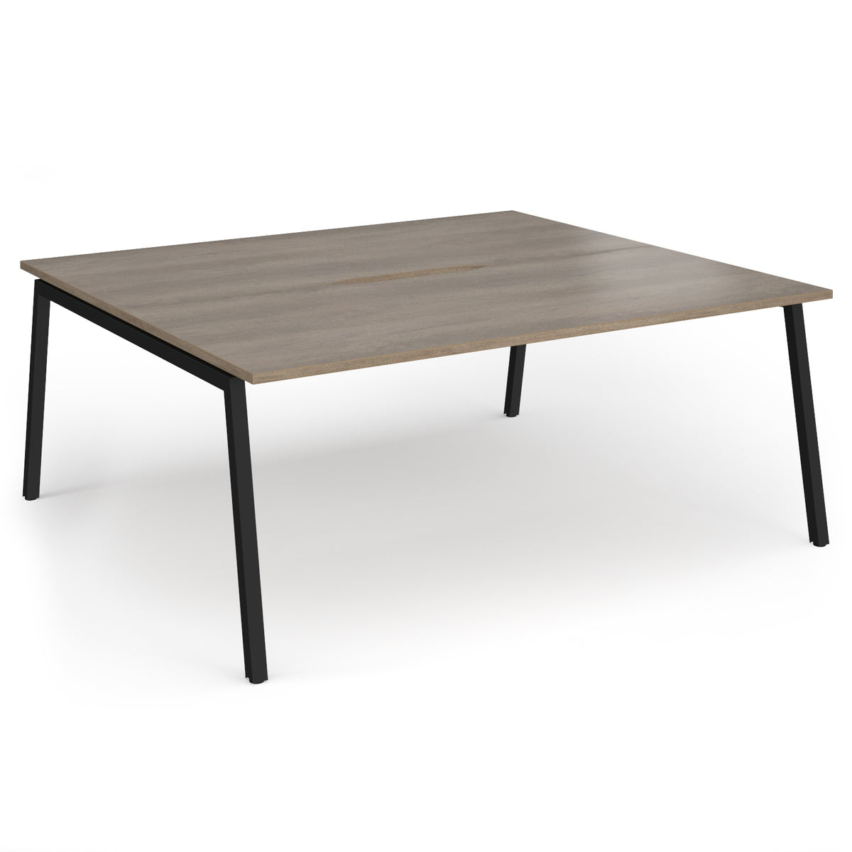 Connex Angled 1800 x 1600 x 725mm Back to Back Desk ( 2 x 1800mm ) - Black Frame / Nebraska Oak Top - view 1