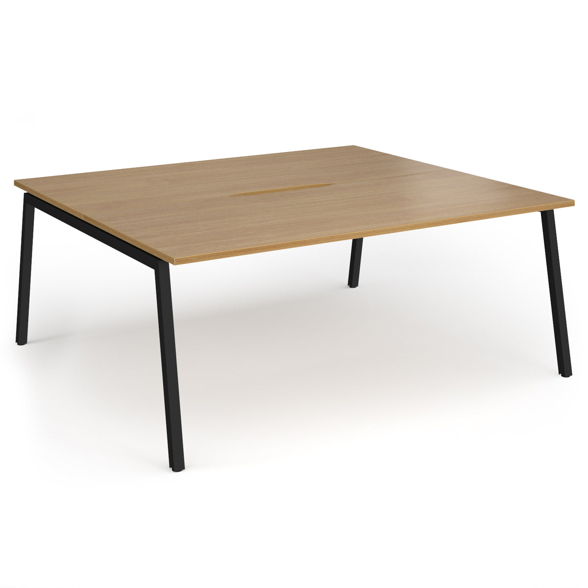 Connex Angled 1800 x 1600 x 725mm Back to Back Desk ( 2 x 1800mm ) - Black Frame / Oak Top - view 1