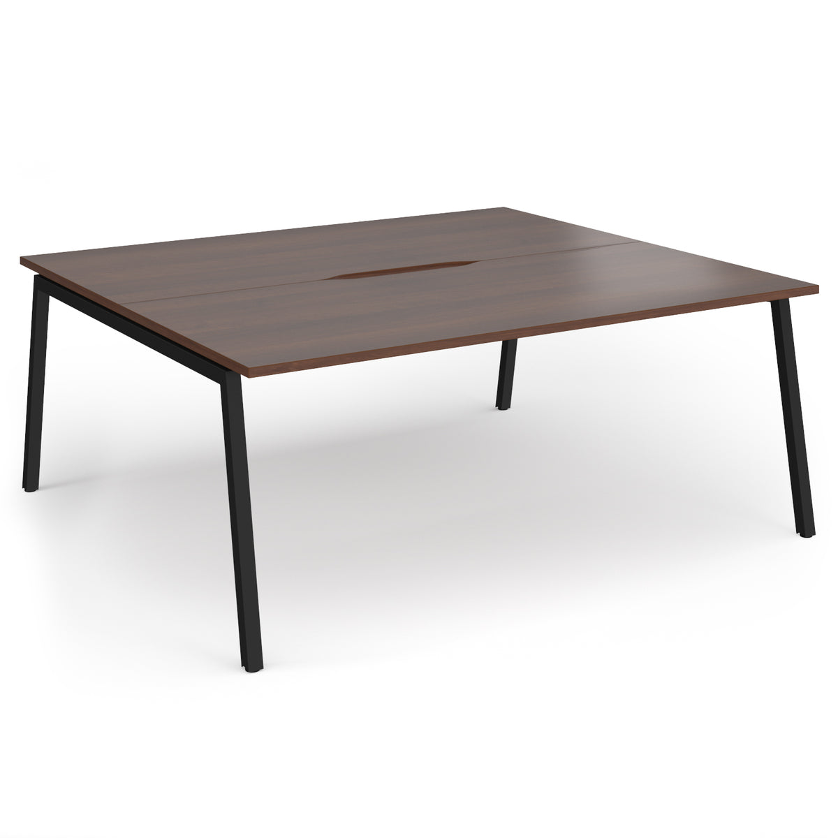Connex Angled 1800 x 1600 x 725mm Back to Back Desk ( 2 x 1800mm ) - Black Frame / Walnut Top - view 1