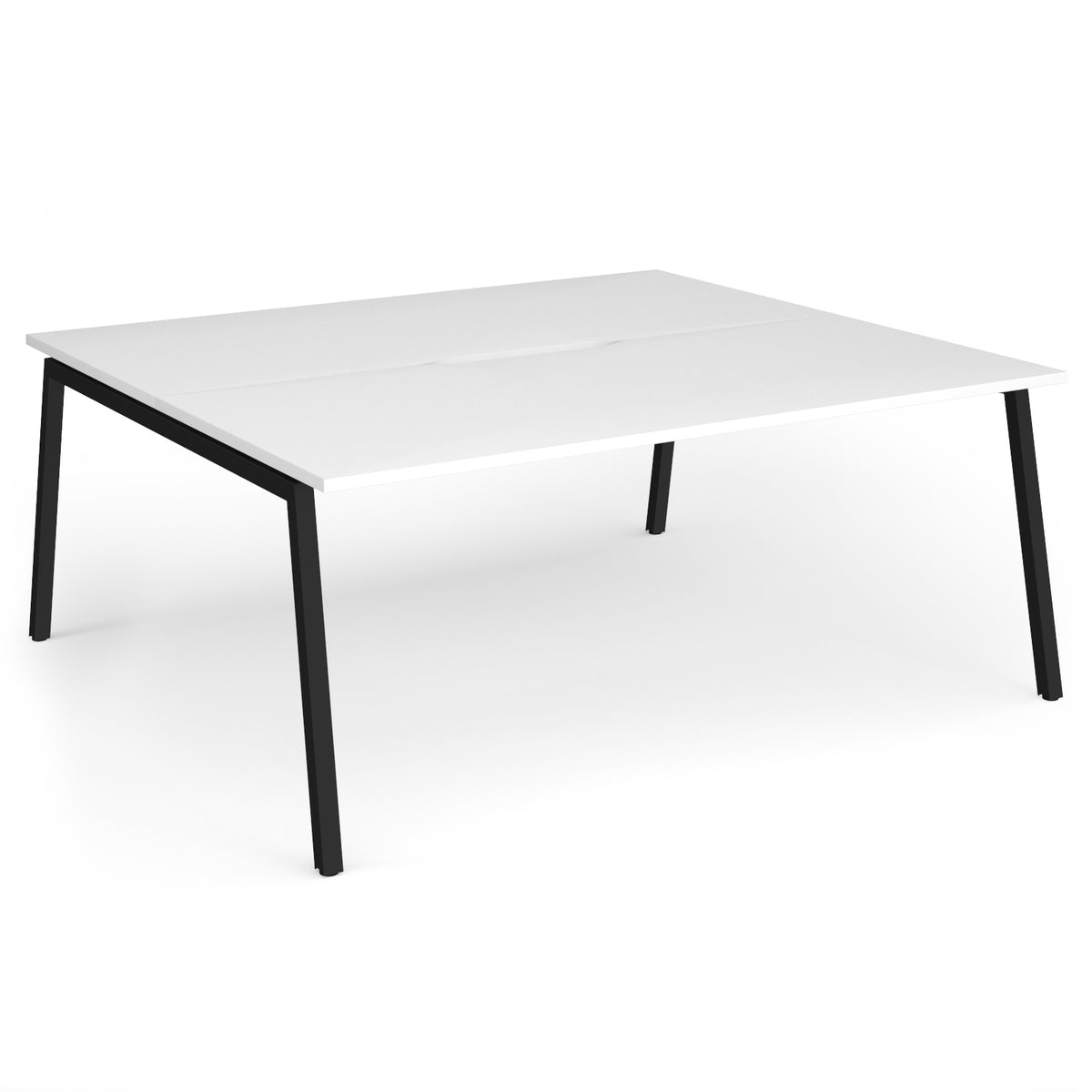 Connex Angled 1800 x 1600 x 725mm Back to Back Desk ( 2 x 1800mm ) - Black Frame / White Top - view 1