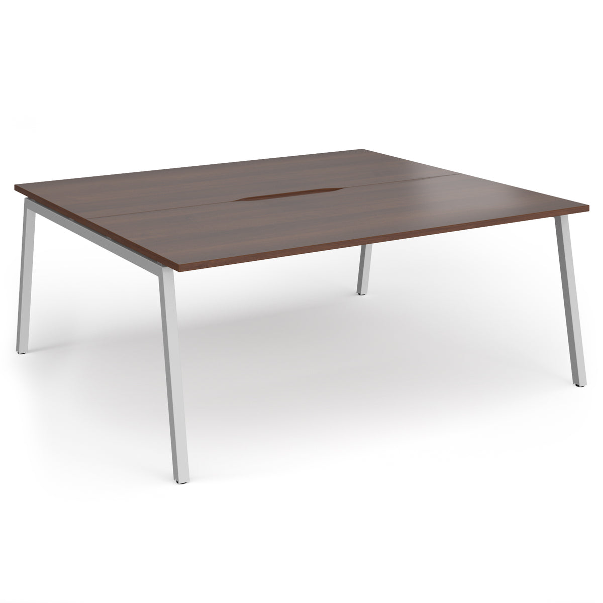 Connex Angled 1800 x 1600 x 725mm Back to Back Desk ( 2 x 1800mm ) - Silver Frame / Walnut Top - view 1