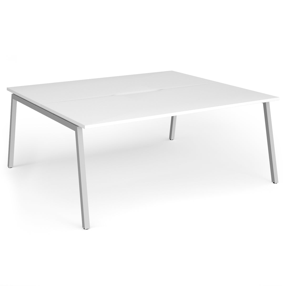 Connex Angled 1800 x 1600 x 725mm Back to Back Desk ( 2 x 1800mm ) - Silver Frame / White Top - view 1