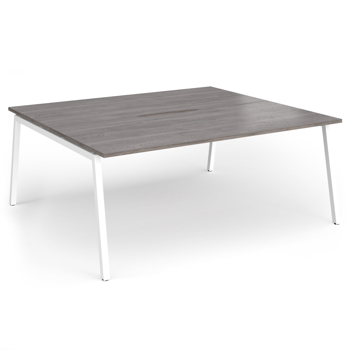 Connex Angled 1800 x 1600 x 725mm Back to Back Desk ( 2 x 1800mm ) - White Frame / Grey Oak Top - view 1