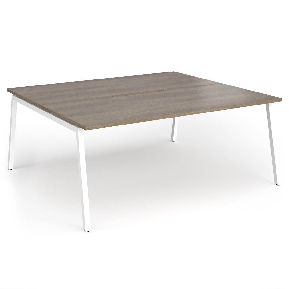 Connex Angled 1800 x 1600 x 725mm Back to Back Desk ( 2 x 1800mm ) - White Frame / Nebraska Oak Top - view 1