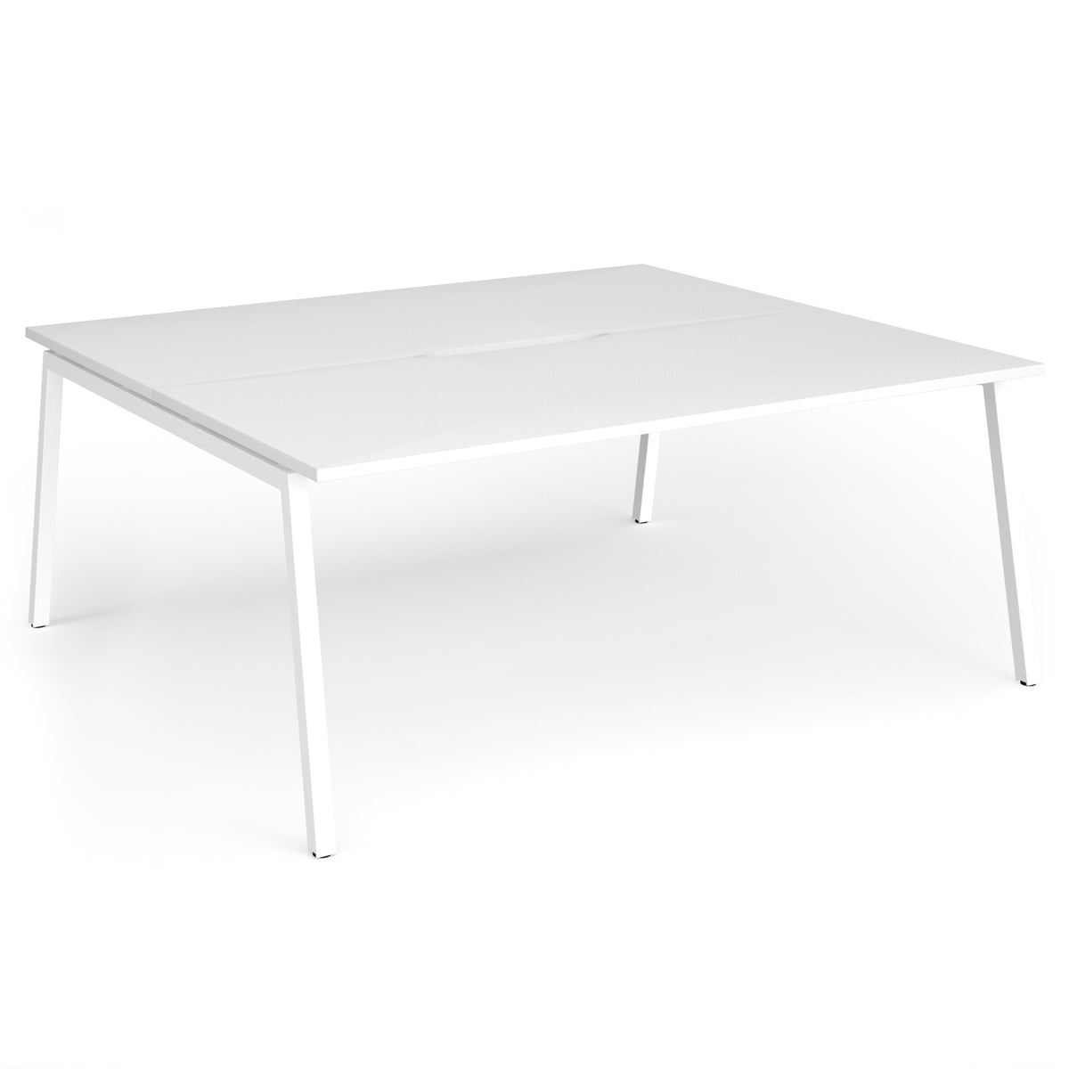 Connex Angled 1800 x 1600 x 725mm Back to Back Desk ( 2 x 1800mm ) - White Frame / White Top - view 1