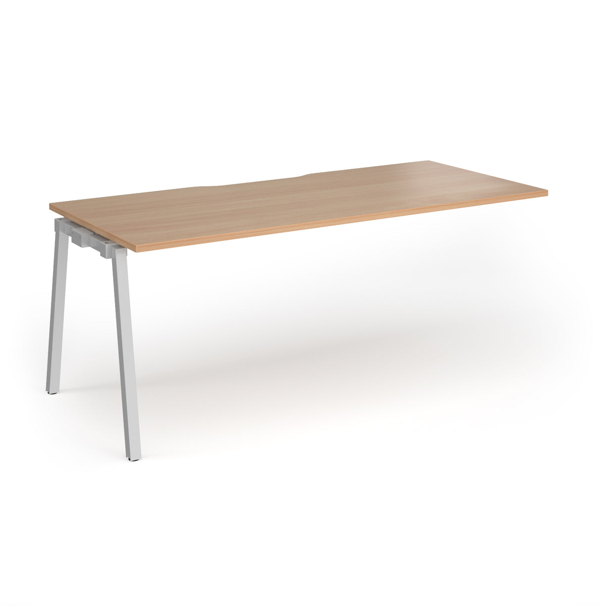 Connex Angled 1800 x 800 x 725mm Single Add On Bay - Silver Frame / Beech Top - view 1