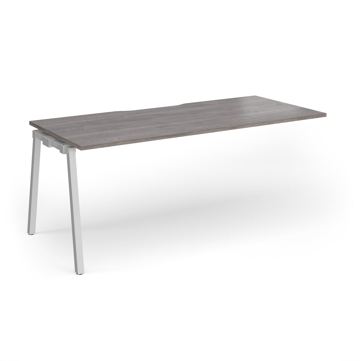 Connex Angled 1800 x 800 x 725mm Single Add On Bay - Silver Frame / Grey Oak Top - view 1