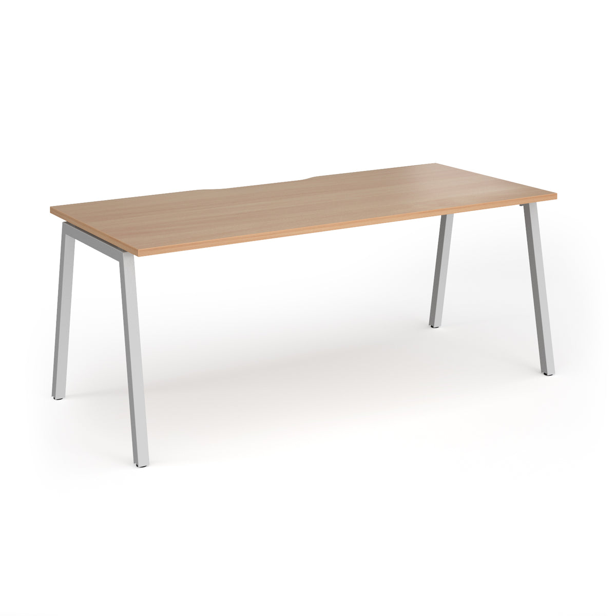 Connex Angled 1800 x 800 x 725mm Single Desk - Silver Frame / Beech Top - view 1