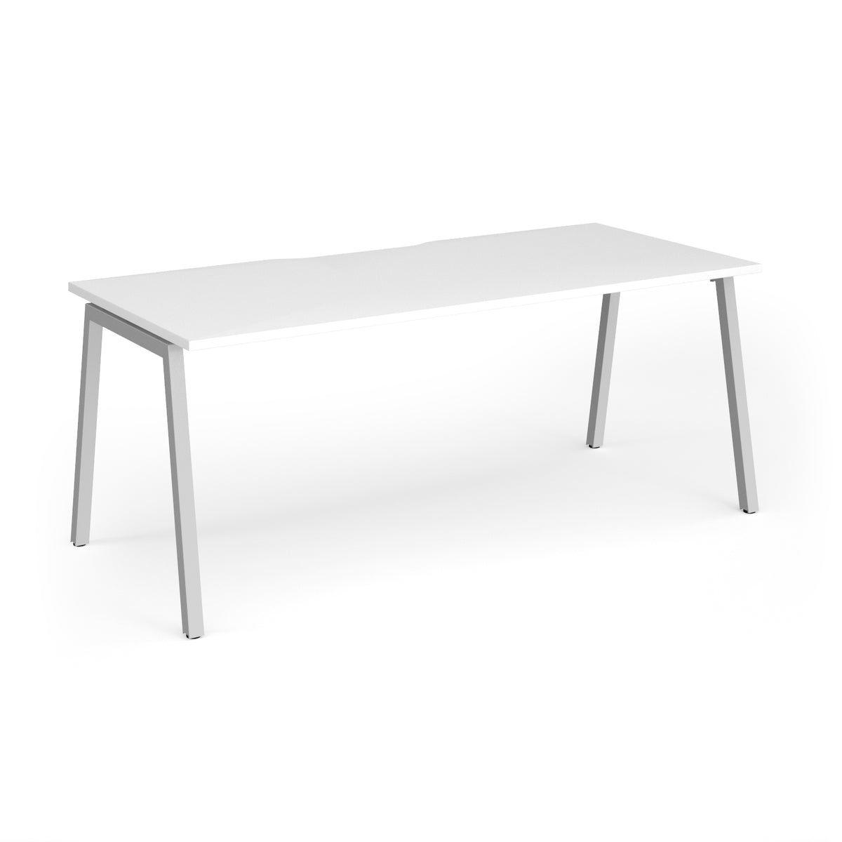 Connex Angled 1800 x 800 x 725mm Single Desk - Silver Frame / White Top - view 1